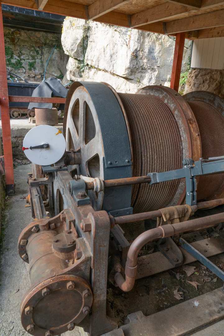 Refurbished Long Rake steam winder at Temple Mine 2025